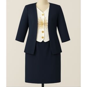 Whirlaway Navy A-line Skirt/Jacket Set, 10P, NWT ✔️